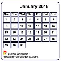 Monthly 2018 mini white calendar