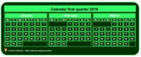 2018 quarterly mini green calendar