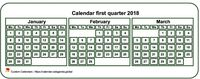 2018 quarterly mini white calendar