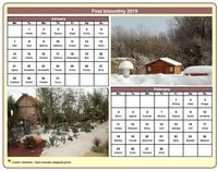 2019 two-month calendar with a different photo each month