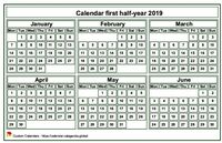 2019 semi-annual mini white calendar