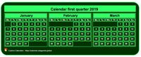 2019 quarterly mini green calendar
