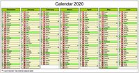 Seven-month 2020 calendar