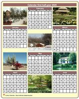 2020 half-year calendar with a different photo each month