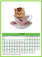 April 2022 calendar of serie 'cats'