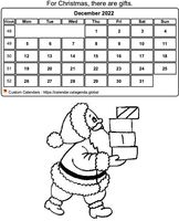 December 2022 coloring calendar