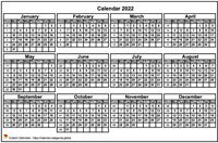 2022 calendar to print, mini format 4x3