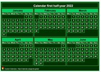 2022 semi-annual mini green calendar