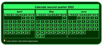 2022 quarterly mini green calendar