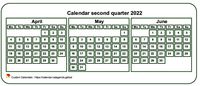 2022 quarterly mini white calendar