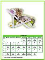 August 2024 calendar of serie 'cats'
