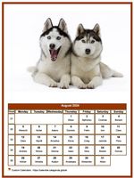 August 2024 calendar of serie 'dogs'
