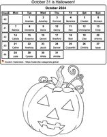 October coloring calendar