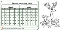 Two-month 2024 coloring calendar