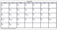 2016  calendar January blank format landscape
