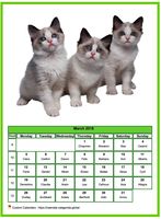 March 2026 calendar of serie 'cats'