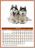 August 2026 calendar of serie 'dogs'