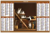 Annual 1901 calendar with cats