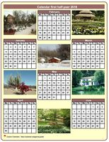 1906 half-year calendar with a different photo each month