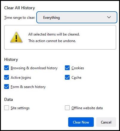 Deleting private data, cookies, passwords, with Microsoft Edge