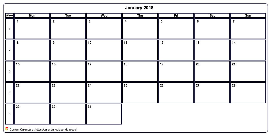 Calendar January 2018
