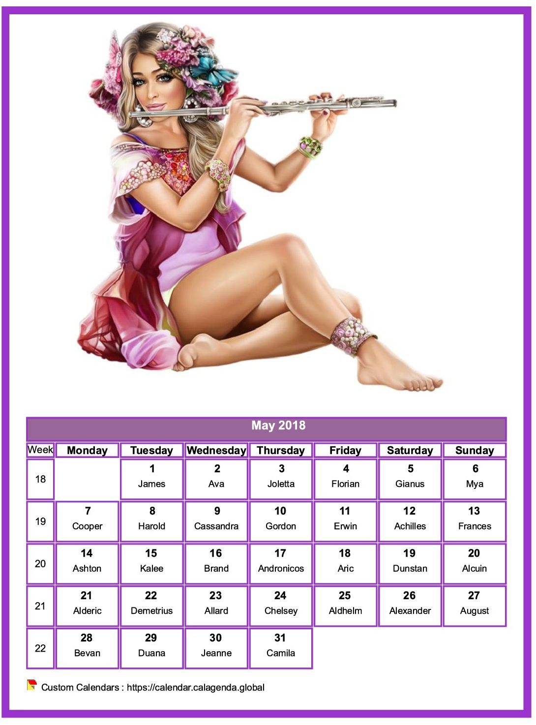 Calendar May 2018 women