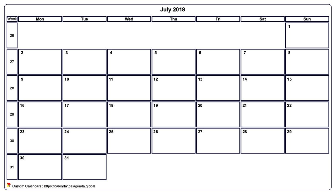 Calendar July 2018