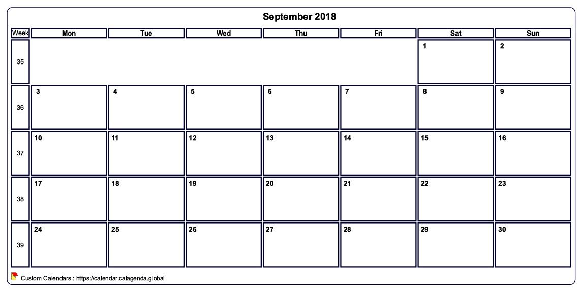 Calendar September 2018