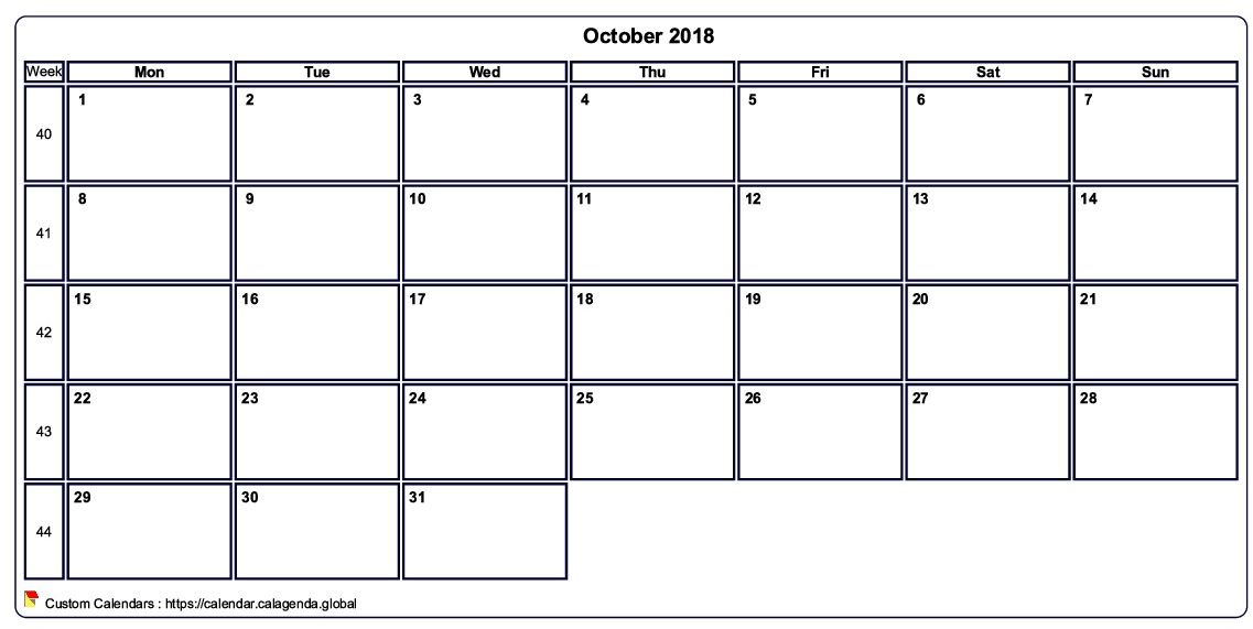 Calendar October 2018
