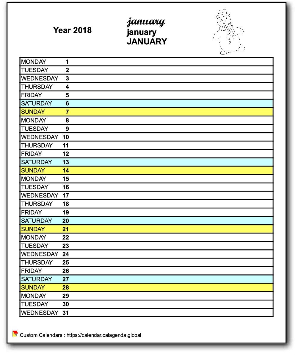 Calendar monthly 2018 school agenda primary school