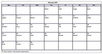 2018  calendar February blank format landscape