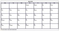 2018  calendar March blank format landscape