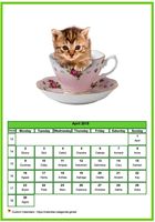 April 2018 calendar of serie 'Cats'