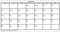 2018  calendar November blank format landscape