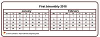 Two months calendar 2018 mini white