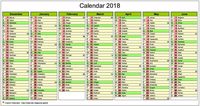 Seven-month 2018 calendar