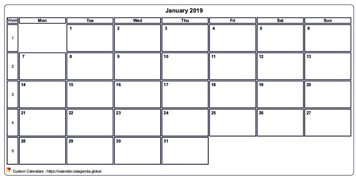 Calendar january 2019
