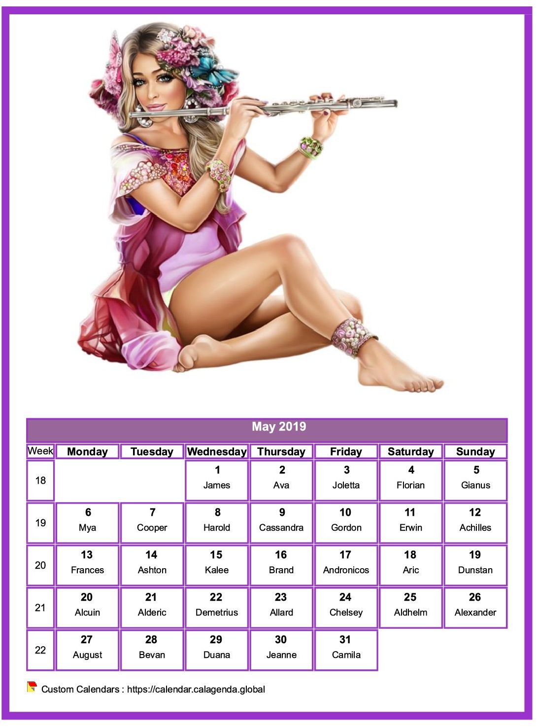 Calendar May 2019 women