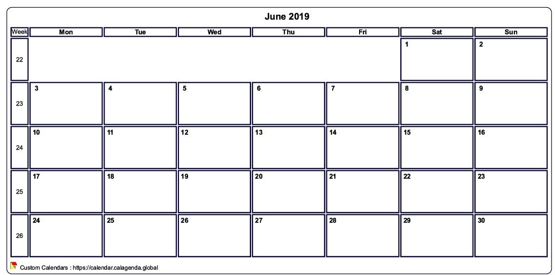 Calendar June 2019
