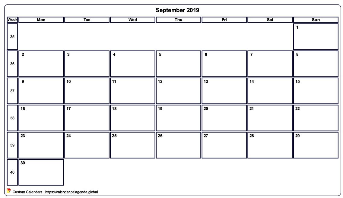Calendar september 2019