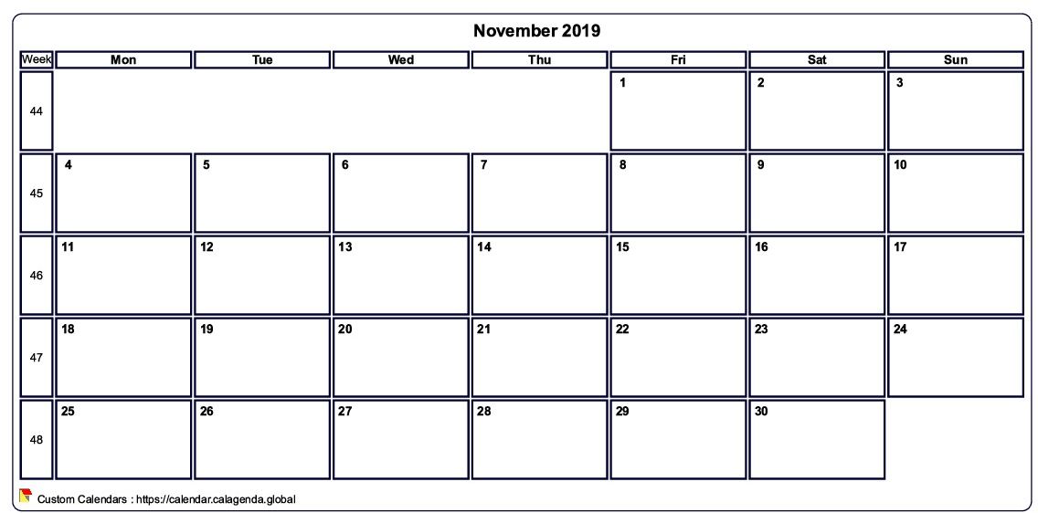 Calendar november 2019