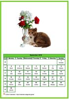 September 2019 calendar of serie 'cats'