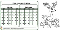 Two-month 2019 coloring calendar
