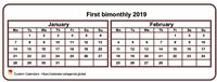 Two months calendar 2019 mini white