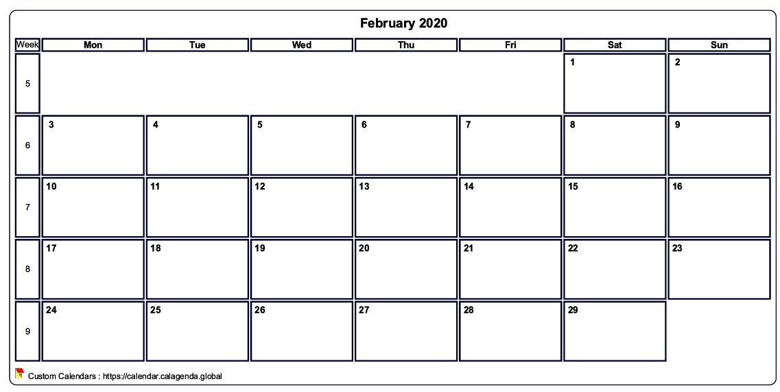 Calendar february 2020