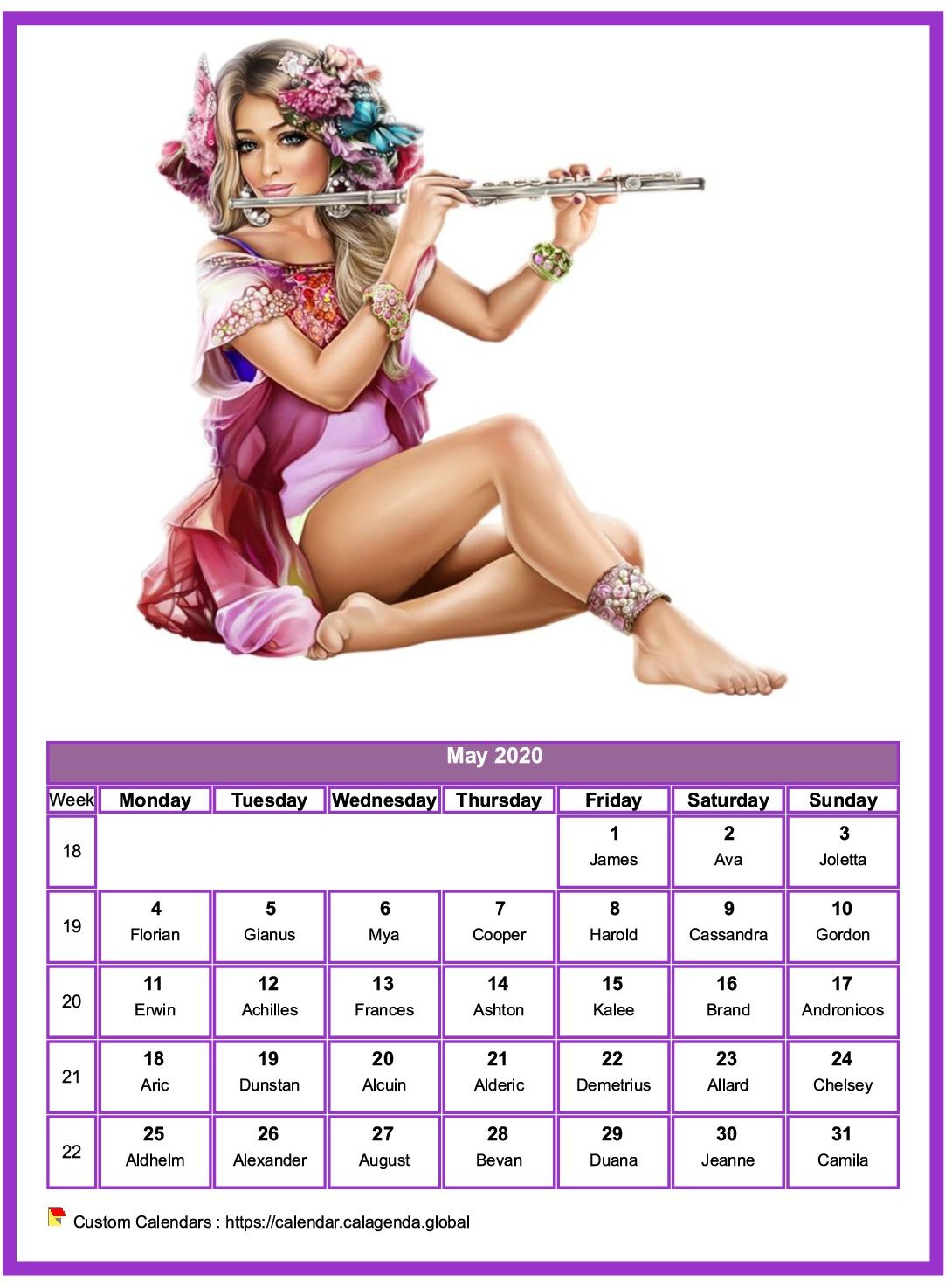 Calendar May 2020 women