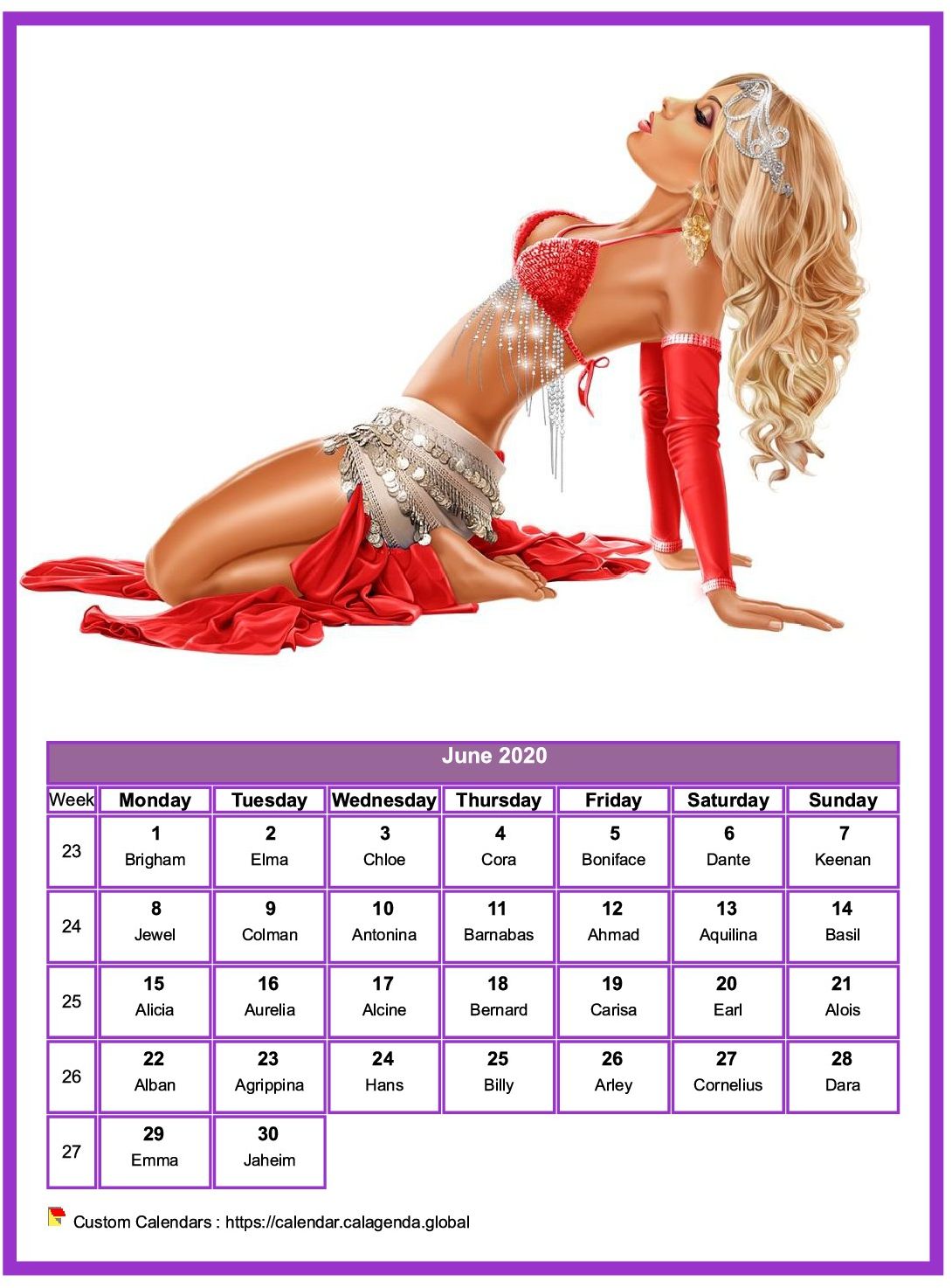 Calendar June 2020 women