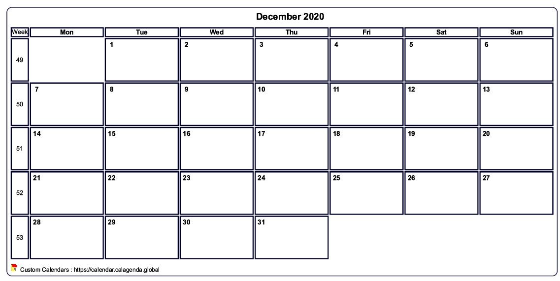 Calendar december 2020