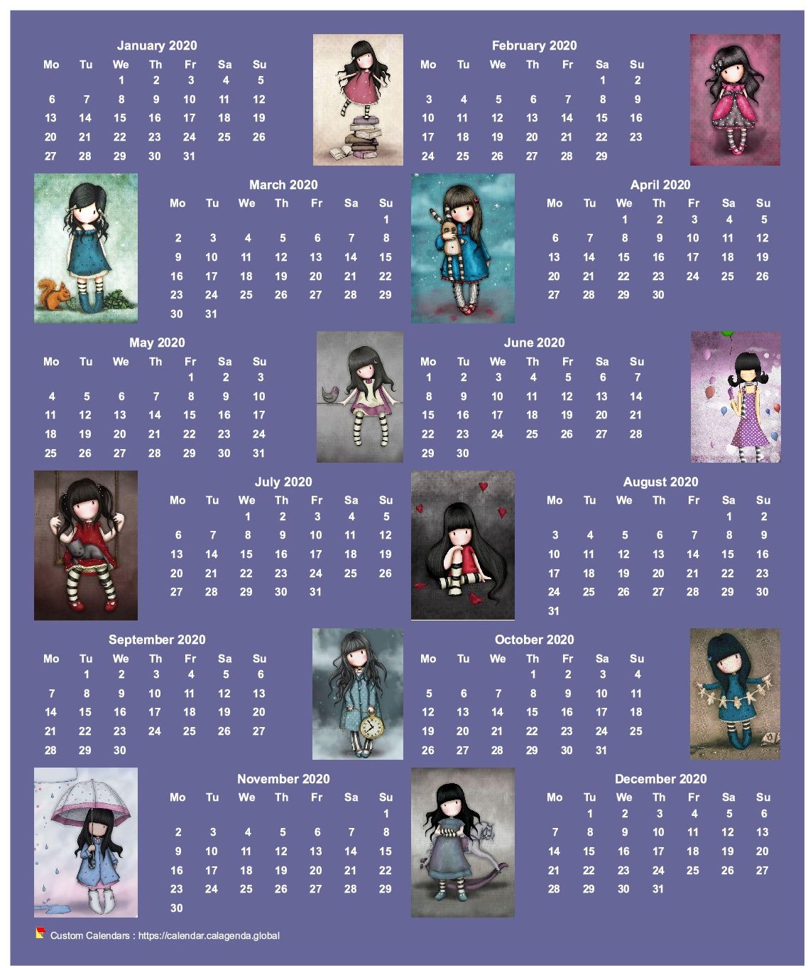 Calendar 2020 annual Gorjuss