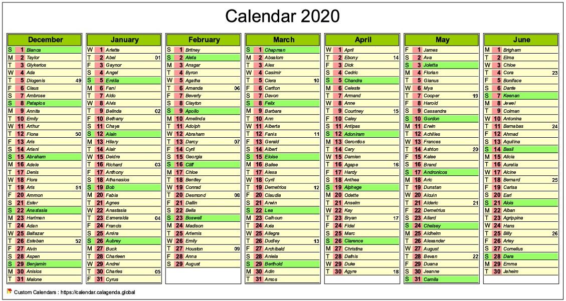 Calendar 2020 half-year of seven months